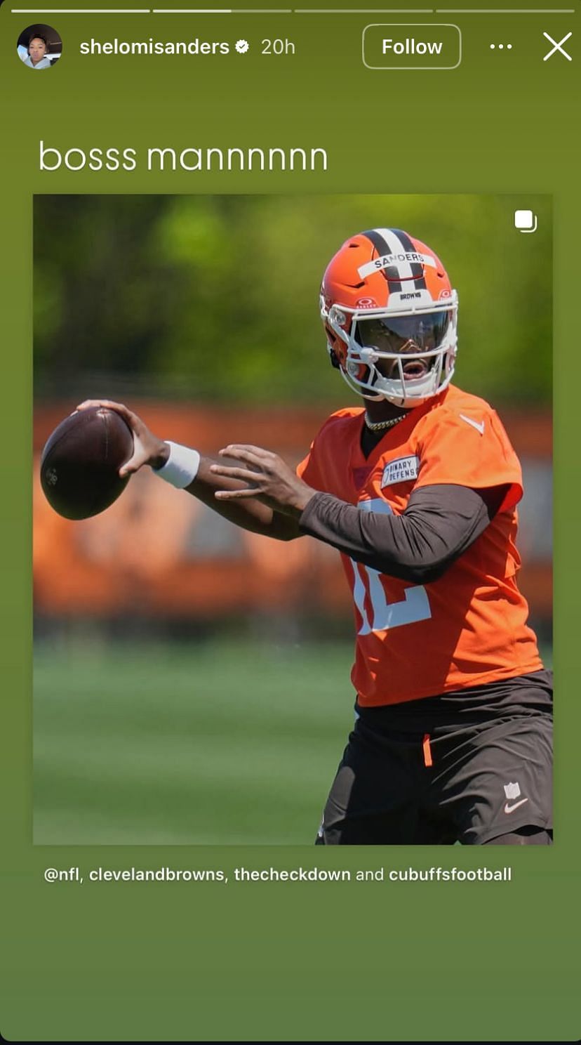 Shelomi Sanders hypes up brother Shadeur Sanders in Cleveland Browns jersey - Image source: Instagram/shelomisanders